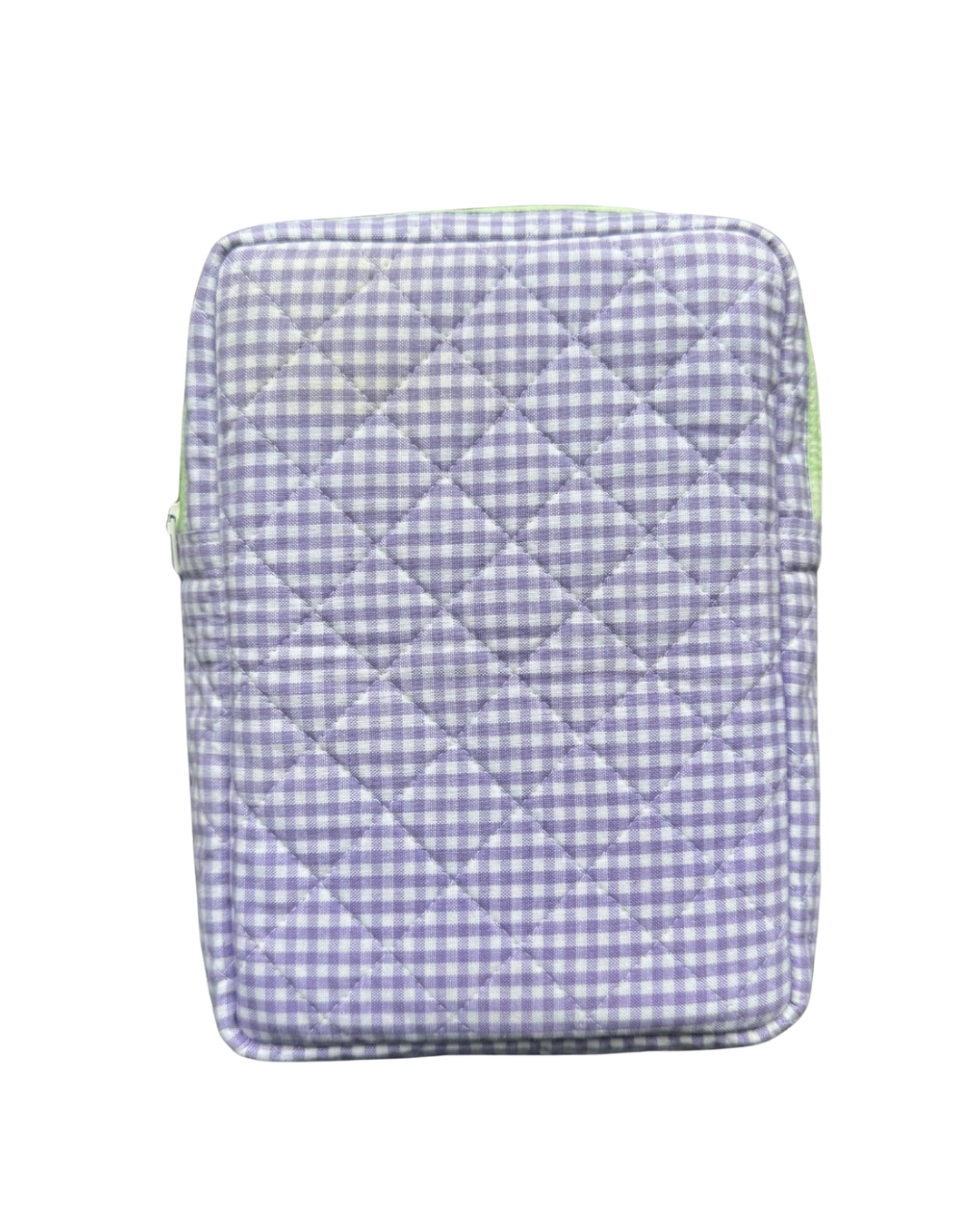 Lavender Gingham Dream Book Sleeve With Ruffled Pocket