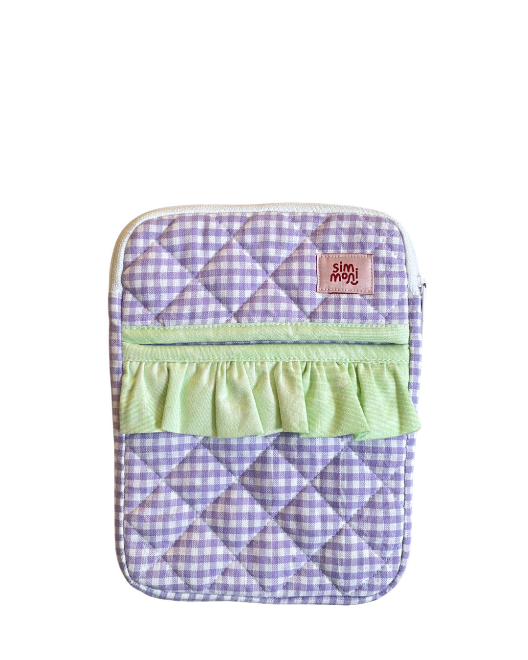 Lavender Gingham Dream eReader Sleeve With Ruffled Pocket