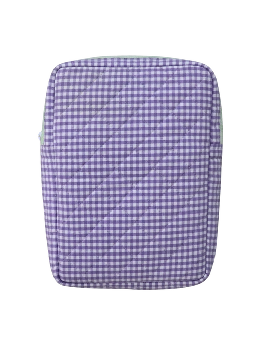Lavender Gingham Dream Book Sleeve With Ruffled Pocket