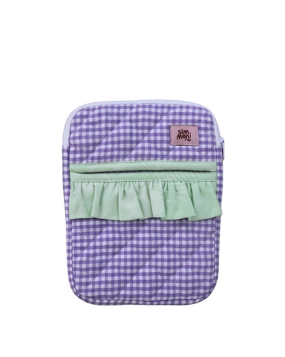 Lavender Gingham Dream eReader Sleeve With Ruffled Pocket