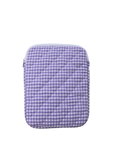 Lavender Gingham Dream eReader Sleeve With Ruffled Pocket